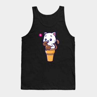 Funny cat ice cream Tank Top